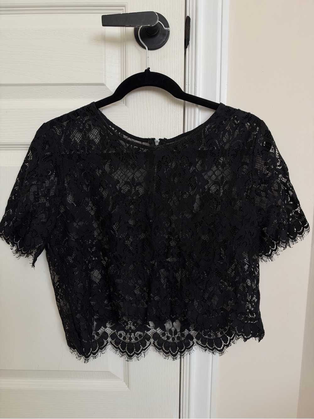 Forever 21 Black Lace Cropped Blouse